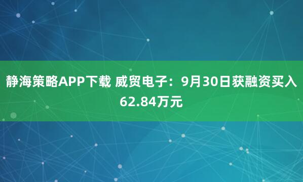 静海策略APP下载 威贸电子：9月30日获融资买入62.84万元