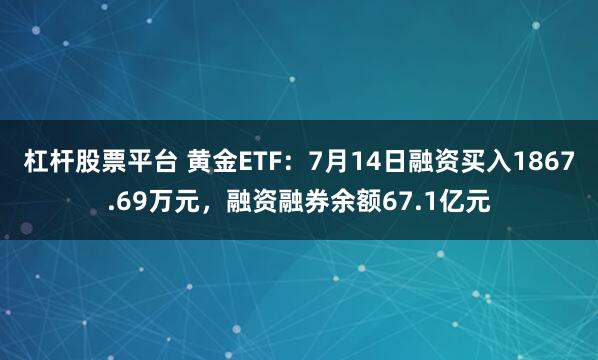 杠杆股票平台 黄金ETF：7月14日融资买入1867.69万元，融资融券余额67.1亿元