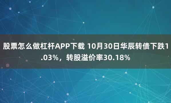 股票怎么做杠杆APP下载 10月30日华辰转债下跌1.03%，转股溢价率30.18%